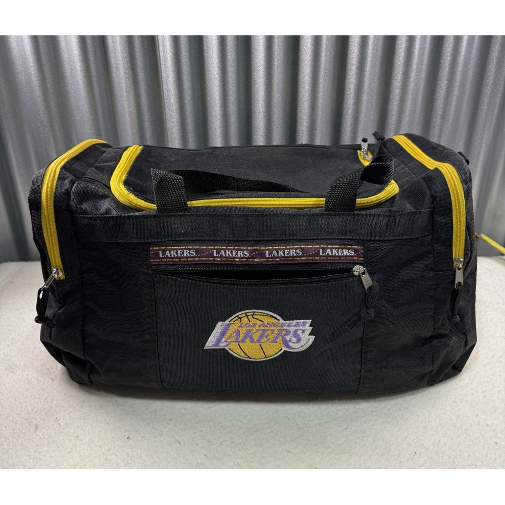 VTG Los Angeles Lakers Duffel Bag NBA Gym Travel Luggage Black Yellow 16"